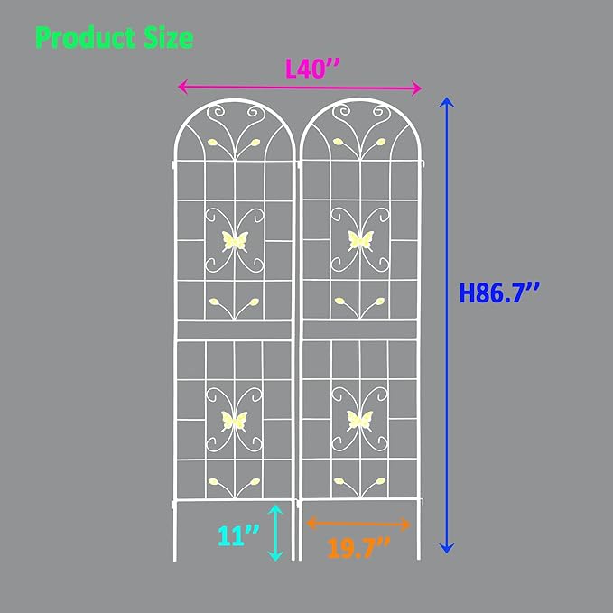 2 Pack Metal GTr86.7 x 19.7 Rustproof for Climbing Plants Outdoor Flower Support Cream White