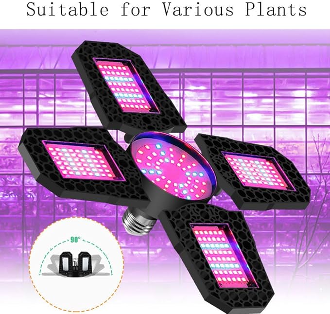 TopHomer 120W Grow Light Full Spectrum LED Plant Light Indoor Plants with 90 Degree Adjustable Light Panel for Greenhouse Vegetable Growing Easy to Install (180 LEDs)