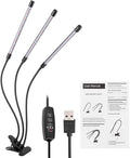 YWBL-WH 30W USB 3 Tubes Flexible LED Grow Light Full Spectrum Growing Lamp Adjustable Three-Head Indoor Light for Plants and Flowers with Flexible Gooseneck