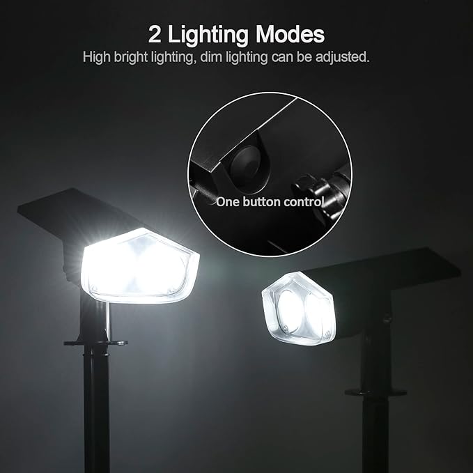 Ejoyous Solar Landscape Spot Lights 2 PCS Lawn Lamp Wall Light Outdoor Garden Lamp IP67 Water Proof Landscape Spotlights for Garden Patio Yard Fence Landscape Courtyard