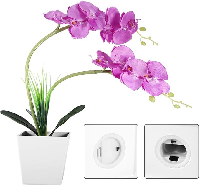 9LED Artificial Flower Pot Lamp Simulation Phalaenopsis Bonsai Light Foldable LED Decorative Flower Lamp with Bright White LEDs for Indoor Outdoor Home Decoration