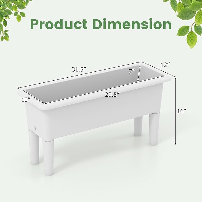 2 Pcs Raised Planter Bed Elevated Planter Boxes with Removable Legs Plastic Planter Bed for Gardening Backyard &amp Deck (Greyish-White)