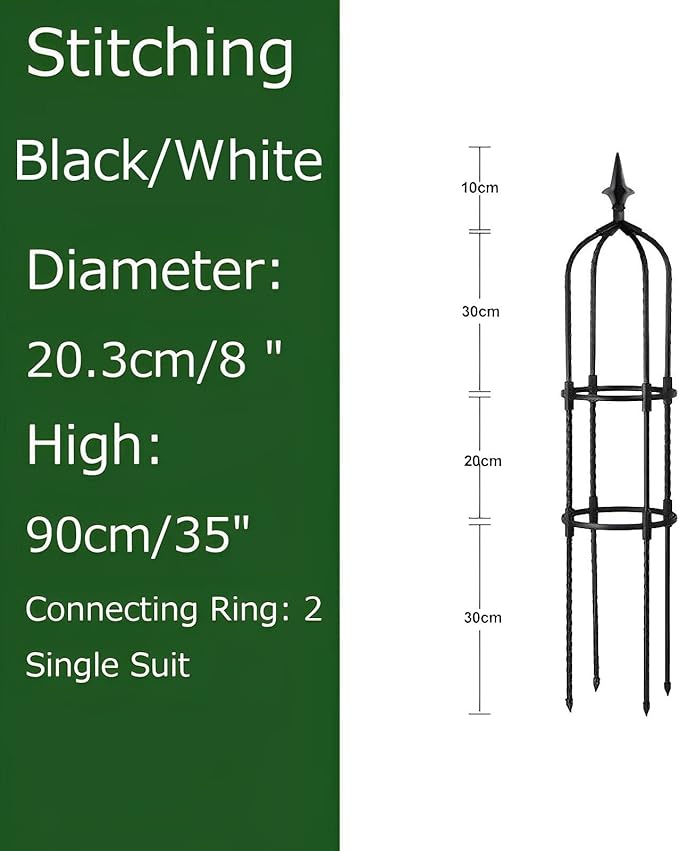 1-Pack Garden Trellis Garden Tower Potted Plant Support Plant Cage Rose Obelisk Garden Decoration Stand Black/White (Color : White Size : 90x20.3cm)