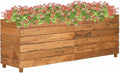 Large Raised Garden Bed Mixed Wood Tones Recycled Teak Wood Steel Frame Outdoor Planter Box for Vegetables 59.1x15.7x21.7 Inch Gardening Solution