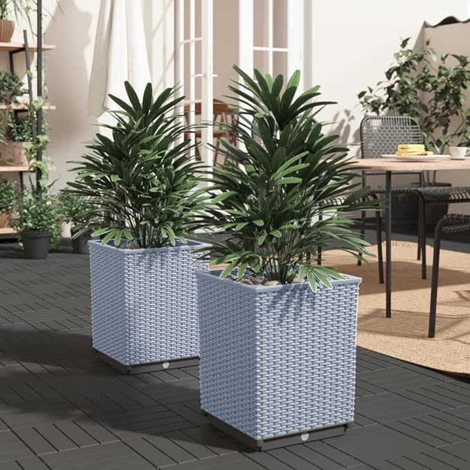 Planters 2 pcsIndustrial Rustic PlantersVegetable PlantersPlant Privacy FenceBackyard Raised BedsHerb Plantersfor PlantingPatioYard DecorationLight Gray 11.8x11.8x14.6 Polypropylene