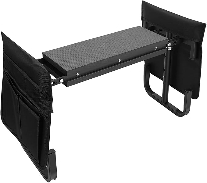 Diydeg Garden Kneeler and Seat 400lbs Heavy Duty Foldable Gardening Stool with Thicken &amp Widen Soft Kneeling Pad Gardening Bench with 2 Tool Pouches for Women Men Seniors Mom (Black)