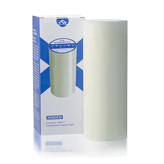 12Inch x 108FT Greenhouse Repair Tape Greenhouse Tape Heavy Duty Waterproof UV-Resistant Tent Clear Repair Tape Greenhouse Plastic Sheeting Coverings Film Tape for Sealing and Seaming