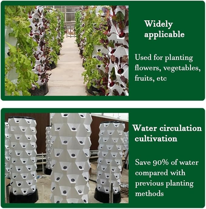 Garden Indoor Hydroponics Tower Vertical Garden Planter with LED Grow Light Water Circulation Cultivation Soilless Cultivation for Vegetable Fruit(10 Layers)