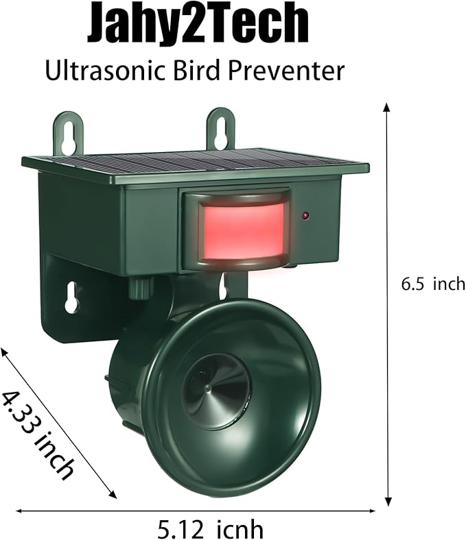 2026 Ultrasonic Bird Repeller Solar Powered Bird Deterrents Bird Repellent Devices Outdoor with IP65 Waterproof Woodpecker Deterrent for House Pigeon Repellent Devices for Balconies Patio Garden Farm