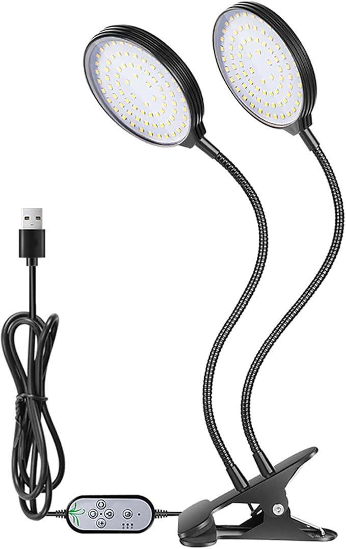 BRRNOO Grow Lights for Indoor Plants Grow Lights for Seed Starting Adjustable Desktop Clamp Growing Lamp 78 LEDs Sunlight Full Spectrum Light for Indoor Plants 5 Dimmable Levels (2 Heads)