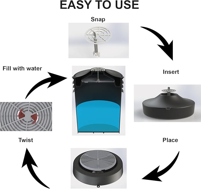 STUCK Pro AGO Mosquito Trap + Decorative Bucket Naturally Attract &amp Capture Container-Breeding Mosquitoes Pet &amp Kid Safe Just Add Water &amp Attractant &amp Place on the Included Vessel