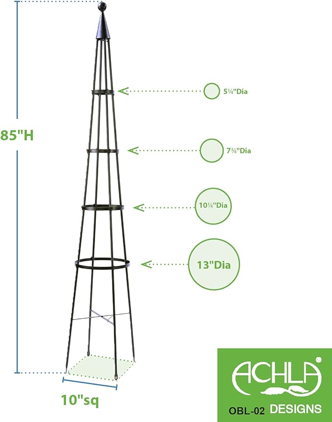 Achla Designs OBL-02A Garden Obelisk 85 H Trellis Graphite