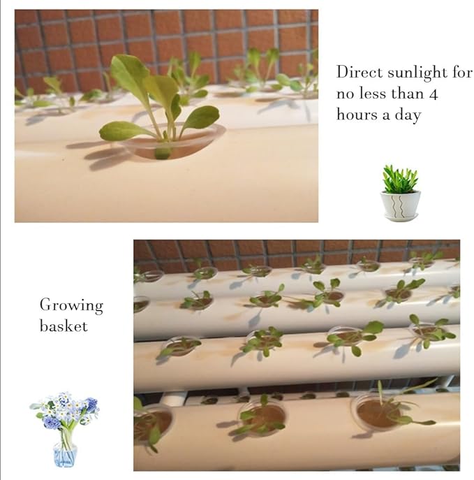 Hydroponics Growing System Kit Indoor Garden Vertical Hydroponic Tower with Water Pump PVC Drinking Water Pipe Height-Adjustable Foot Pads for Fruits