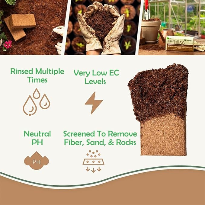 2 Pieces Coconut Coir Bricks Compressed Coconut Coir for Plants - Suitable for Planting Gardening Herbs Creepers (7.8x4.1 inches 2.2 lb)