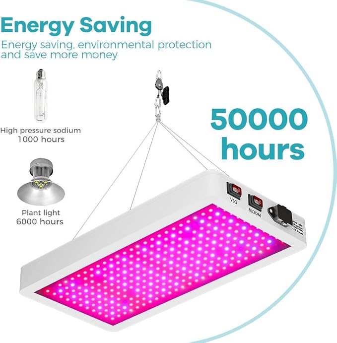 2PCS 500W LED Growing Light Full Spectrum Natural Sunlight With UV &amp IR To Meet Plants' Needs From Seedling To Flowering Veg And Bloom Modes For Different Stages Greenhouses Hydroponics Potted Pla