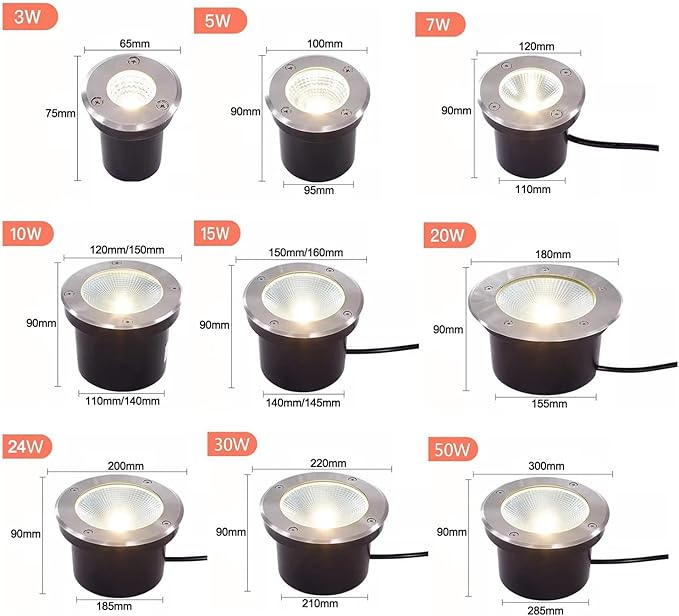 Spotlight Led Beam Light - Embedded Outdoor Led Spot Lights AC 111-240V Underground Lights IP65 Waterproof Landscape Garden Lights COB Underground Spotlights Ground Spotlights(Warm Light15W(160*9
