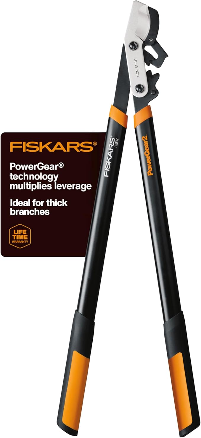 Fiskars 32-Inch Loppers for Tree Trimming Heavy Duty Low-Friction Sharp Steel Blade Branch Cutter up to 2-Inch Diameter Cut Capacity PowerGear2 Technology that Multiplies Power for Less Effort