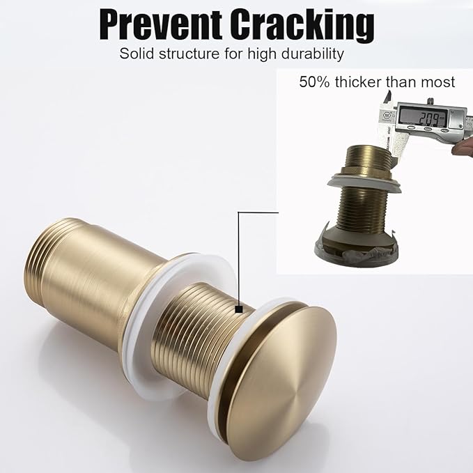 RANDOM Brushed Gold Brass Round Bottle P Trap Kit with Pop Up Drain Stopper with Overflow.RD83888BG-L-S6