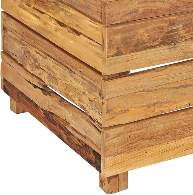 Raised Garden Bed Wooden Raised Bed Raised Garden Planter Box for Vegetables Flower Herb Gardening 19.7 x 15.7 x 21.7 Recycled Teak and Steel