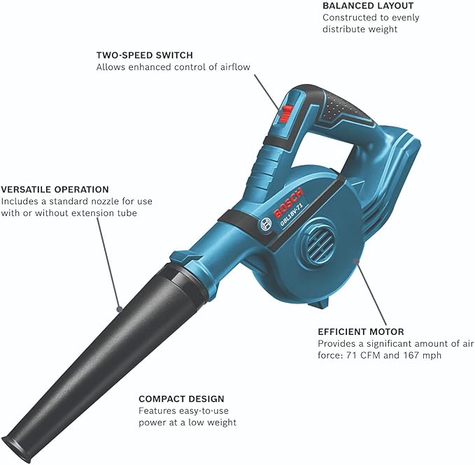BOSCH GBL18V-71N 18V Cordless Compact Blower 167 MPH (Bare Tool)