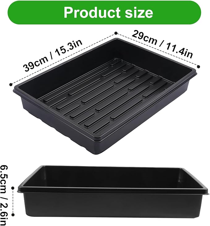 14 Pack Seed Starter Trays 15.3 x 11.4 inches Microgreens Growing Trays with Bottom for Germination Hydroponic &amp Sprouting Plant Trays for Garden Wheatgrass