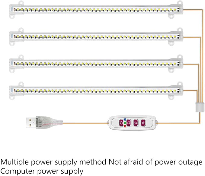 4 USB Plug Pl Grow Light LED Grow Light Indoor Pl Grow Light Dimmable Full Spectrum Grow Light(Red + blue light)