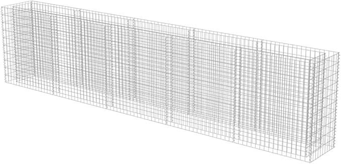 Gabion Raised Bed Silver Galvanized Steel 177.2x19.7x39.4 in Rectangular Planter for Outdoor Plants Durable Garden Bed