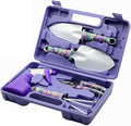 Anti-Rust Garden Tool Set with Carrying Case 5 Piece Stainless Steel Gardening Kit with Floral Pattern Grass Flower Branch Trimmer Garden Hand Tool Sprayer Farmer Box Gardening Tool for Adults Kids