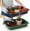 2 Pack Multi-Functional Plant Repotting Tray – Black &amp Green Large Capacity Gardening Tool Heavy-Duty PP for Seedling Pot Moving Soil Mixing Hydroponic/Soil Cultivation Transplanting