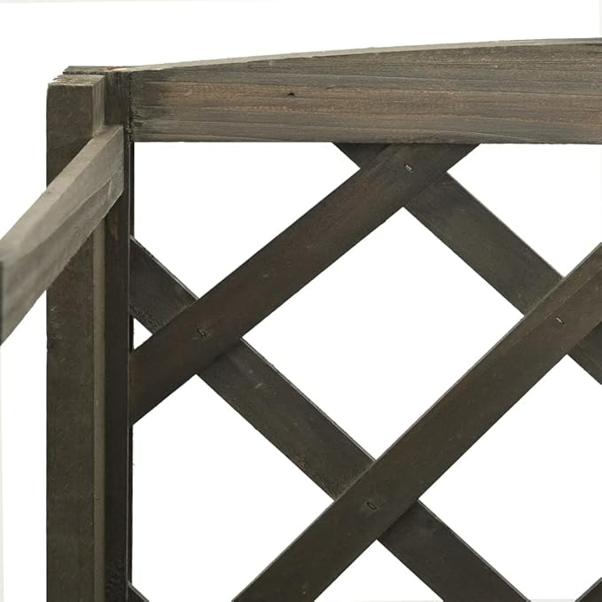 vidaXL Solid Firwood Plant Stand with Trellis - Outdoor Garden Display Shelf with Wood Gray Finish and 3 Shelves for Ample Storage