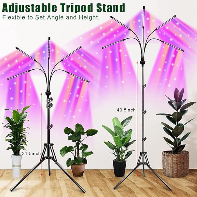 Grow Light for Indoor Plants Full Spectrum Grow Light Indoor Plant Lights 5 Head 165 LED Floor Plant Light with Stand 10 Level Grow lamp Light for Plants (5-Heads Grow Lights)