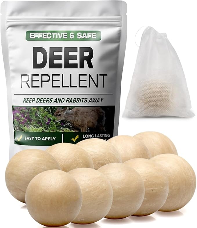 Deer Repellent Rabbit Repellent Outdoor Deer Deterrent for Garden &amp Yard Bunny Repellent for Plants Keep Deer Away from Flowers Tree Safe for Human &amp Pets-10 Balls