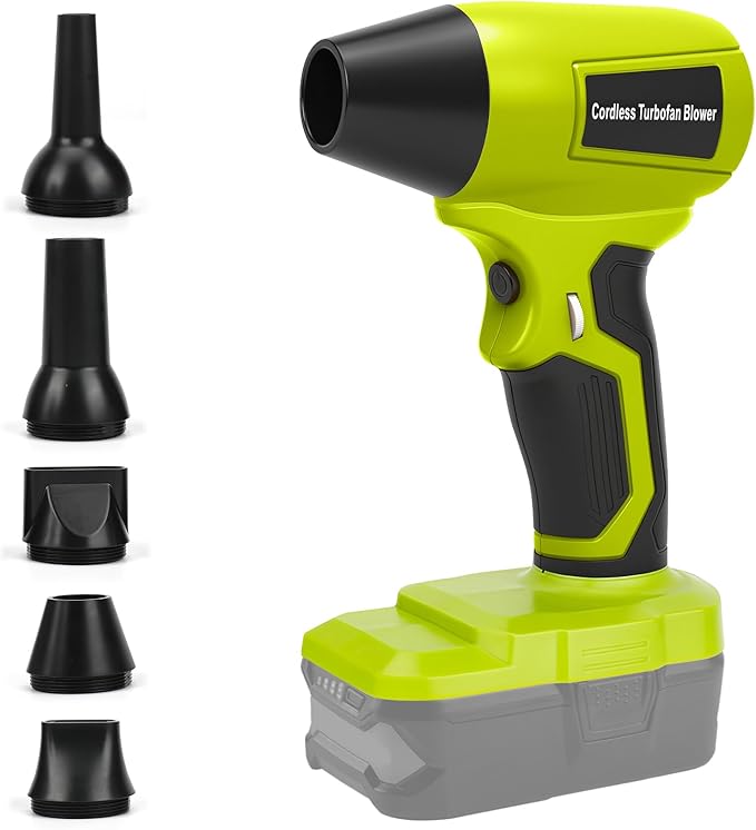 Handheld Leaf Blower for Ryobi 18V Battery 130000 RPM Brushless Cordless Blower with 5 Nozzles Variable Speed Lightweight Blower for Indoor and Car Interior Cleaning Tasks (No Battery)