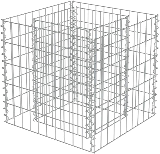 Gabion Raised Bed Galvanized Steel Gabion Planter Raised Bed Wire Fencing Patio Flower Plant Basket Rock Stone Fill Mesh Fence 19.7x19.7x19.7-351