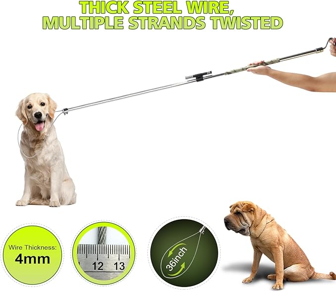 Dog Catcher Pole Animal Catch Pole Animal Control Tool Trap Kit for Dogs Pig Fox Hog and Other Wildlife 45 inchs