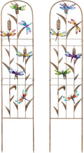 SUNNYPARK Set of 2 Dragonfly Metal Garden Trellis for Climbing Plants Decorative Vegetables Flowers Vine Trellis for Outdoor Patio 60'' H x 11'' W
