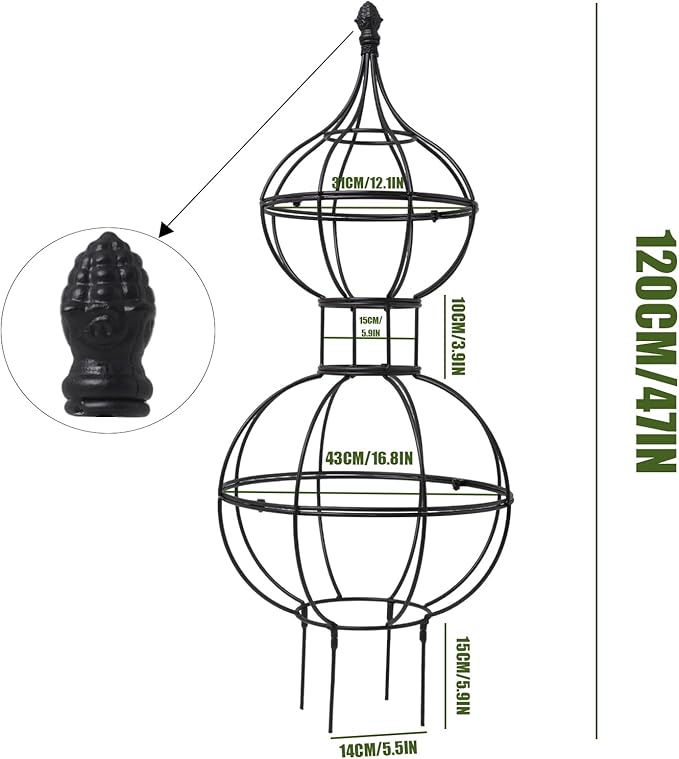 47x17 Metal Obelisk Trellis for Climbing Plants | Unique Outdoor Support for Rose Bushes and Tall Vines | Durable &amp Weather-Resistant Garden Decor