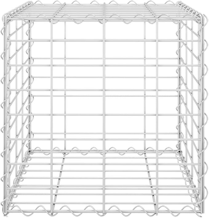 YAFF Silver Metal Gabion Raised Bed Cage 15.7x15.7x15.7 in Heavy-Duty Steel for Outdoor Garden and Terrace Planting