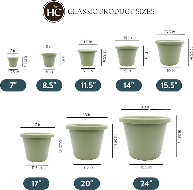 17 inch Round Classic Planter - Plastic Plant Pot for Indoor Outdoor Plants Flowers Herbs Seafoam