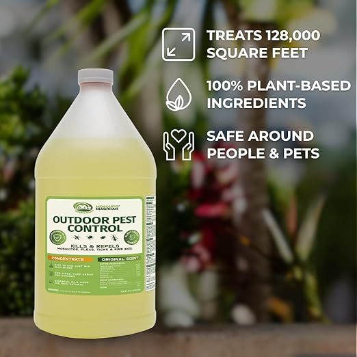 Mosquito Magician Liquid Concentrate - Kills Mosquitoes Fleas and Fire Ants - Use with Pump or Backpack Sprayers Foggers or Automatic Misting Machines - Ideal for Yards Lawns Patios - 1 Gallon