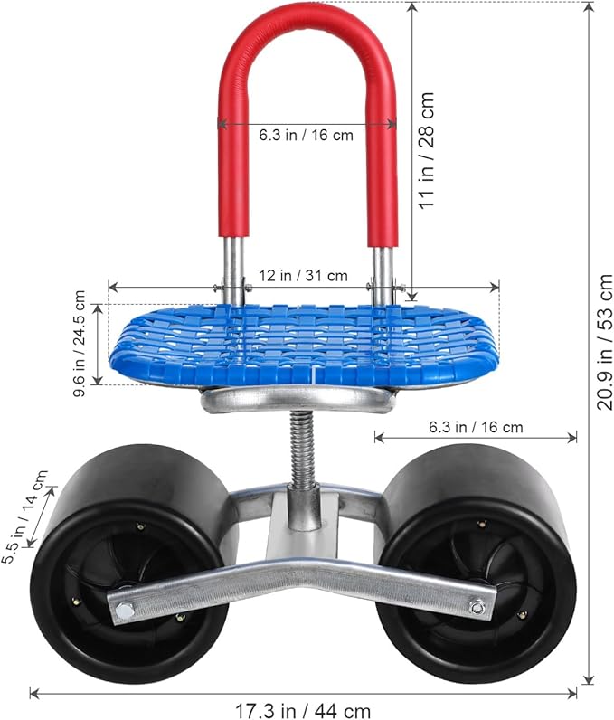 Heavy Duty Rotating Garden Stool Wheels Adjustable Height Gardening Seat and Cart Portable Kneeling Pad for Outdoor Use