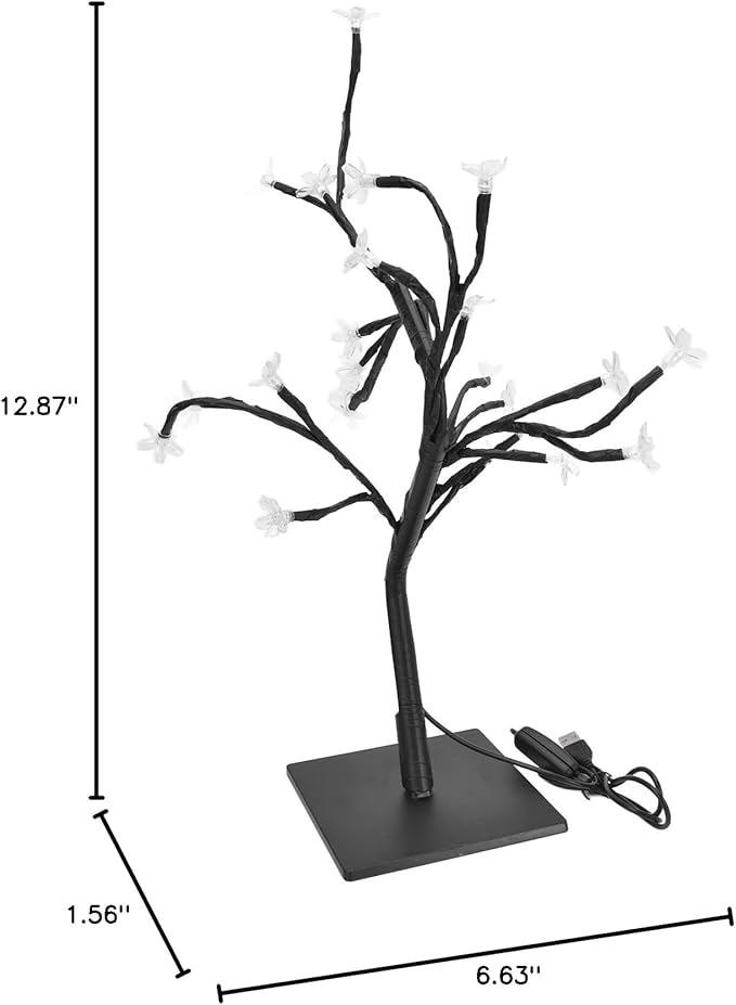 Cherry Blossom Decor Bonsai Tree Lamp with 24 Warm White LED Lights USB Powered 12.6 Inch - Twinkling Lights Flexible Design Romantic Home Decoration