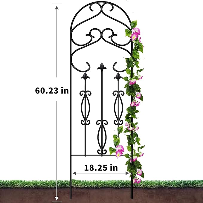 AMAGABELI Garden &amp Home 4 Pack 60 x 18 Metal Garden Trellis for Climbing Plants Outdoor Climbing Rose Trellis Rustproof Plant Vines Flower Vegetable Trellis for Potted Plants Support Black