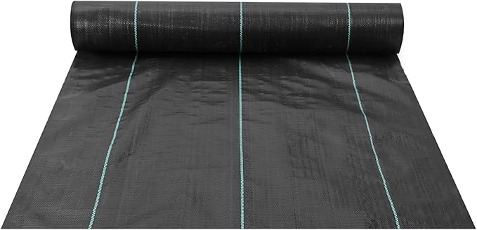 VEVOR Weed Barrier Landscape Fabric 3x300 FT Heavy Duty Garden Weed Fabric 3.2Oz Woven Weed Control Fabric Weed Blocker Mat Easy Setup Durable PP Gardening Fabric for Driveway Ground Cover Black