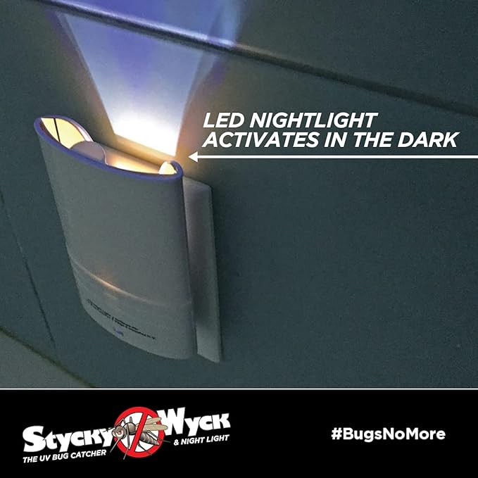 Flying Insect Trap Night Light LED Bug Catcher (Multi-Pack) - Plug in Bug Catcher Captures Houseflies Fruit Flies and Gnats - Adhesive Inserts Included