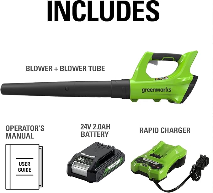 Greenworks 24V Axial Blower (100 MPH / 330 CFM) 2.0Ah Battery and Charger