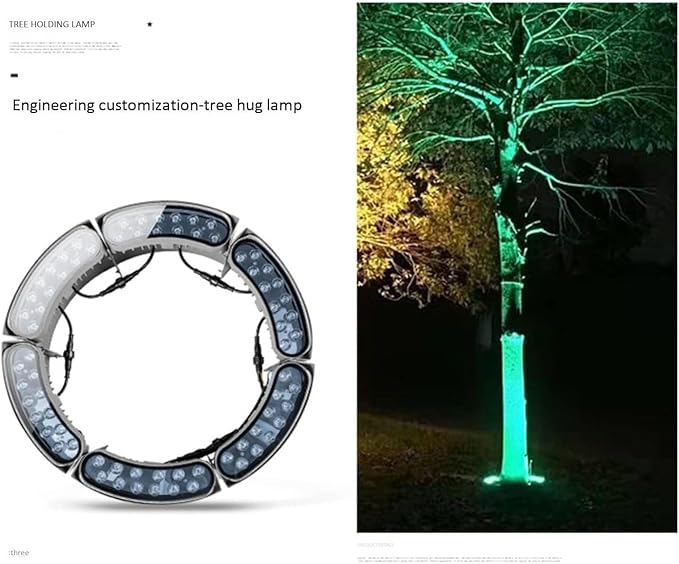 Waterproof Outdoor Garden Colourful Tree Lights Ring Tree Hugger Lights Spotlights Garden Yard Landscape Lights(Yellow7pcs(12w 24v))