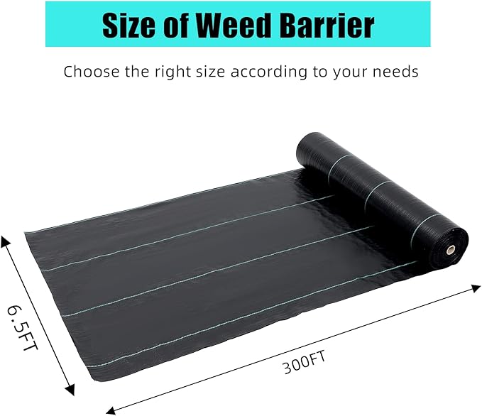6.5ft X 300ft Weed Barrier Landscape Fabric Heavy Duty Premium 3.0 oz Ground Cover Weed Block Gardening Mat Easy Setup &amp Superior Weed Control for Erosion Control Weed Barrier