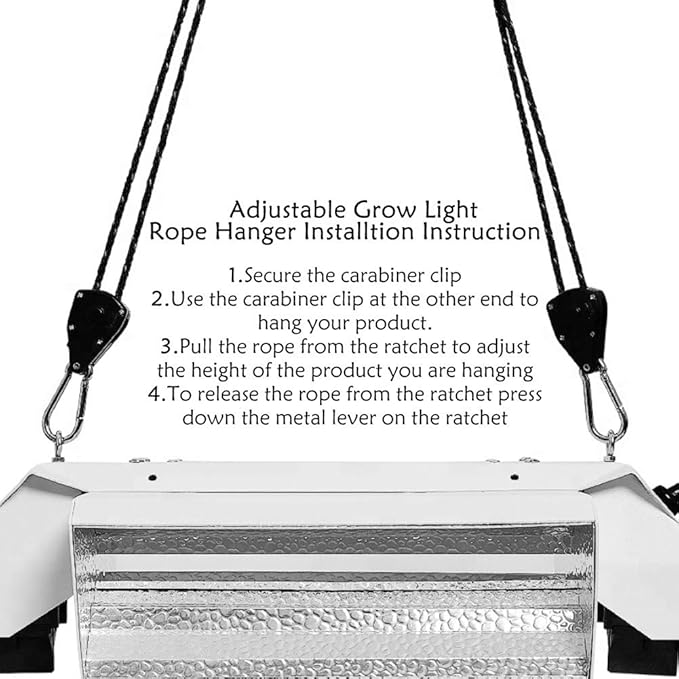 8 Pairs 1/8 Heavy Duty Ratchet Hangers Adjustable Rope Hangers Grow Light Rope Hangers for Grow Plant Fan Filter Room Equipment 150 LB Capacity per Pair
