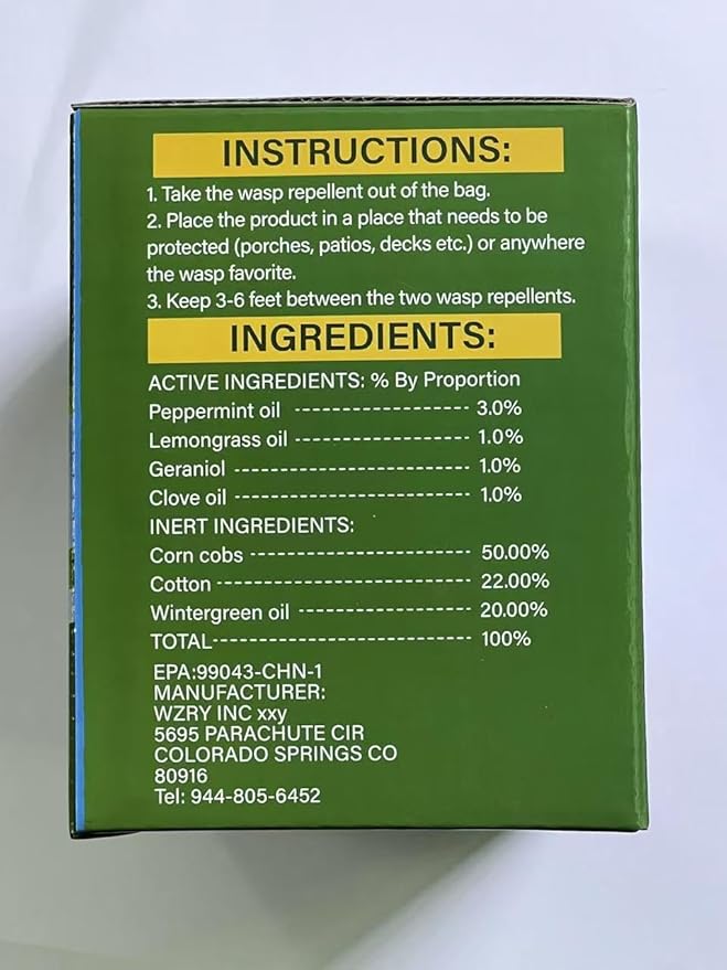 24 Pack Wasp Repellent Pouches for Indoor Outdoor Peppermint Oil Bee Repellent Keep Carpenter Bees Hornets and Yellow Jackets Away from Patio Yard Garden Natural Wasp Deterrent Safe for Pets